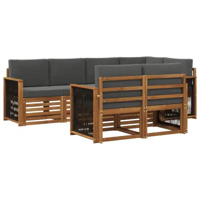 vidaXL Kotna sedežna garnitura z blazino 6 pcs Naravna in antracitna
