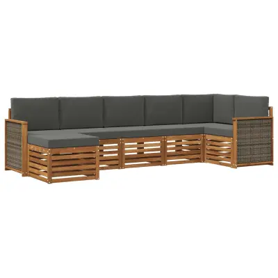 vidaXL Kotna sedežna garnitura z blazino 6 pcs Naravna in antracitna