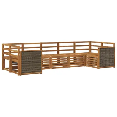 vidaXL Kotna sedežna garnitura 6 pcs Naravna Masiven les akacije