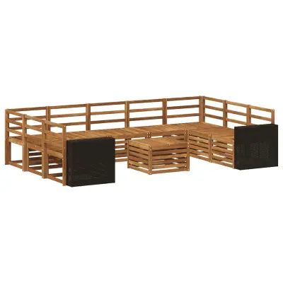 vidaXL Sedežne garniture 10 pcs Naravna Masiven les akacije