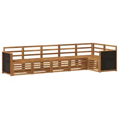 vidaXL Kotna sedežna garnitura 5 pcs Naravna Masiven les akacije
