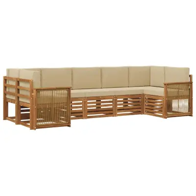 vidaXL Kotna sedežna garnitura z blazino 6 pcs Naravna