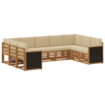 vidaXL Kotna sedežna garnitura z blazino 7 pcs Naravna