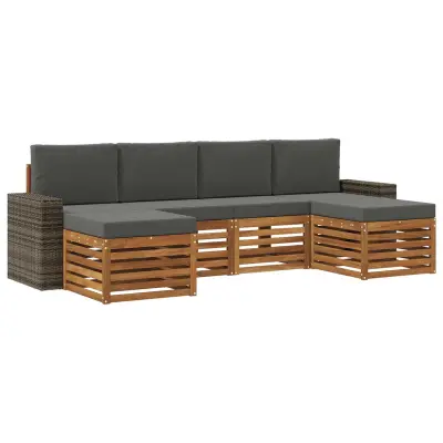 vidaXL Sedežne garniture z blazino 6 pcs Naravna in antracitna