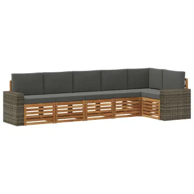 vidaXL Kotna sedežna garnitura z blazino 6 pcs Naravna in antracitna
