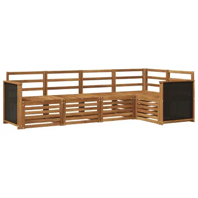 vidaXL Kotna sedežna garnitura 4 pcs Naravna Masiven les akacije
