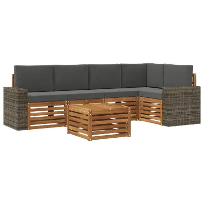 vidaXL Kotna sedežna garnitura z blazino 6 pcs Naravna in antracitna