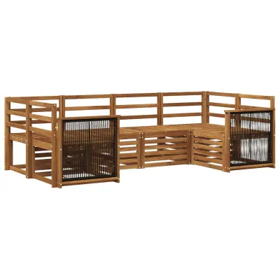 vidaXL Kotna sedežna garnitura 5 pcs Naravna Masiven les akacije