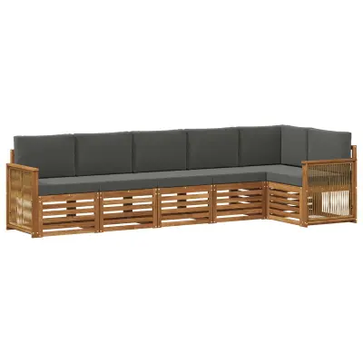 vidaXL Kotna sedežna garnitura z blazino 5 pcs Naravna in antracitna