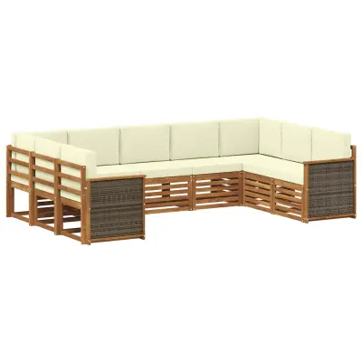 vidaXL Kotna sedežna garnitura z blazino 7 pcs Naravna in smetana