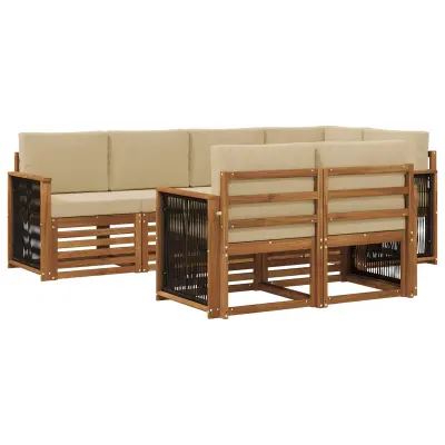 vidaXL Kotna sedežna garnitura z blazino 6 pcs Naravna