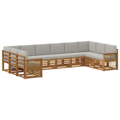 vidaXL Kotna sedežna garnitura z blazino 7 pcs Naravna in svetlo siva