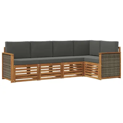 vidaXL Kotna sedežna garnitura z blazino 4 pcs Naravna in antracitna