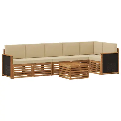 vidaXL Kotna sedežna garnitura z blazino 6 pcs Naravna