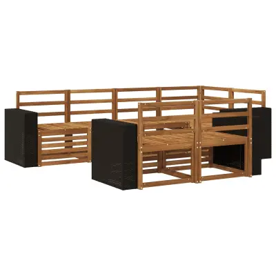 vidaXL Kotna sedežna garnitura 7 pcs Naravna