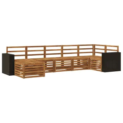 vidaXL Kotna sedežna garnitura 7 pcs Naravna
