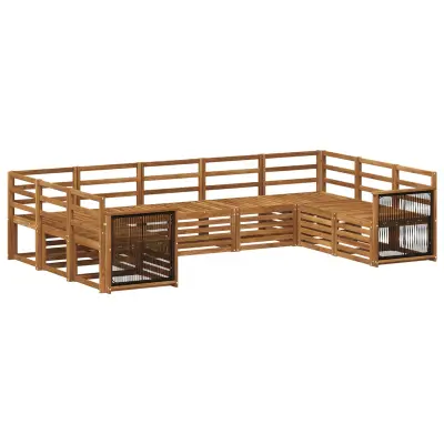 vidaXL Kotna sedežna garnitura 7 pcs Naravna Masiven les akacije