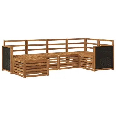 vidaXL Kotna sedežna garnitura 5 pcs Naravna Masiven les akacije