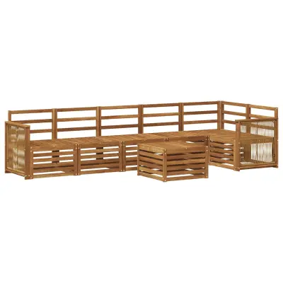 vidaXL Kotna sedežna garnitura 6 pcs Naravna Masiven les akacije