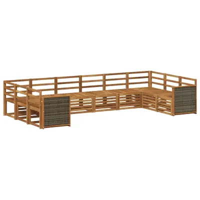 vidaXL Kotna sedežna garnitura 7 pcs Naravna Masiven les akacije