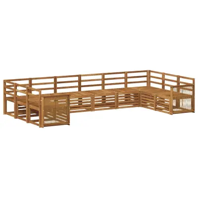 vidaXL Kotna sedežna garnitura 7 pcs Naravna Masiven les akacije
