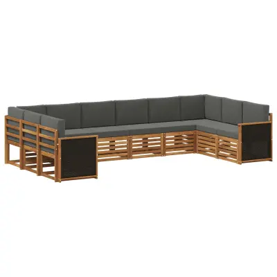 vidaXL Kotna sedežna garnitura z blazino 7 pcs Naravna in antracitna