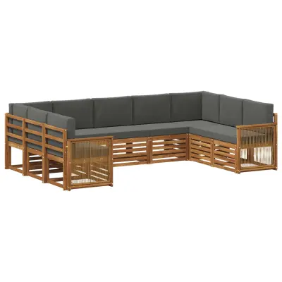 vidaXL Kotna sedežna garnitura z blazino 7 pcs Naravna in antracitna