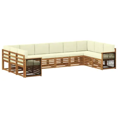 vidaXL Kotna sedežna garnitura z blazino 7 pcs Naravna in smetana
