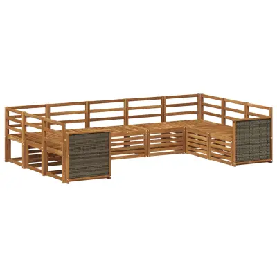 vidaXL Kotna sedežna garnitura 7 pcs Naravna Masiven les akacije