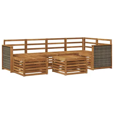 vidaXL Kotna sedežna garnitura 6 pcs Naravna Masiven les akacije