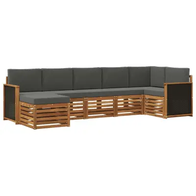 vidaXL Kotna sedežna garnitura z blazino 6 pcs Naravna in antracitna