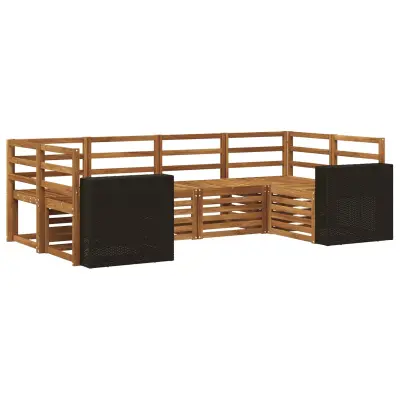 vidaXL Kotna sedežna garnitura 6 pcs Naravna Masiven les akacije