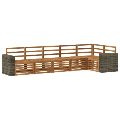 vidaXL Kotna sedežna garnitura 6 pcs Naravna Masiven les akacije