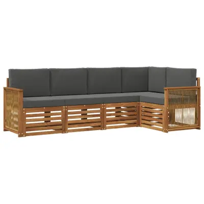 vidaXL Kotna sedežna garnitura z blazino 4 pcs Naravna in antracitna