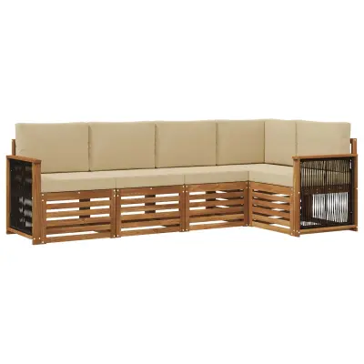 vidaXL Kotna sedežna garnitura z blazino 4 pcs Naravna