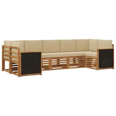 vidaXL Kotna sedežna garnitura z blazino 6 pcs Naravna