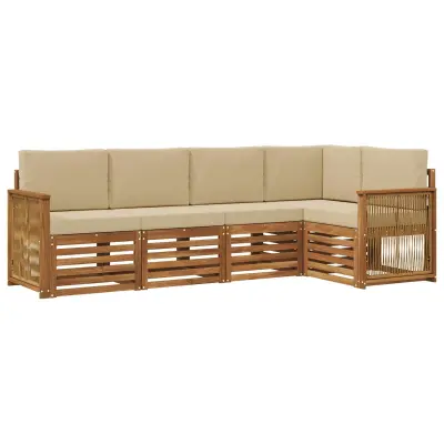 vidaXL Kotna sedežna garnitura z blazino 4 pcs Naravna