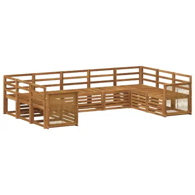 vidaXL Kotna sedežna garnitura 7 pcs Naravna Masiven les akacije