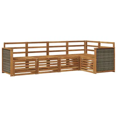 vidaXL Kotna sedežna garnitura 4 pcs Naravna Masiven les akacije