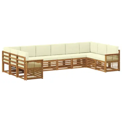 vidaXL Kotna sedežna garnitura z blazino 7 pcs Naravna in smetana
