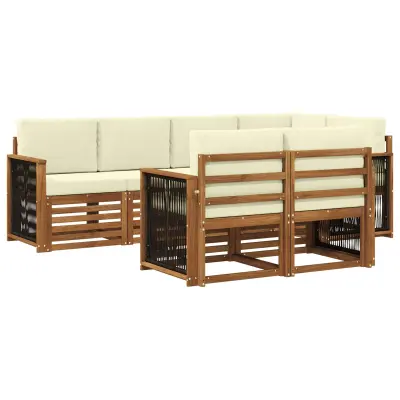 vidaXL Kotna sedežna garnitura z blazino 6 pcs Naravna in smetana