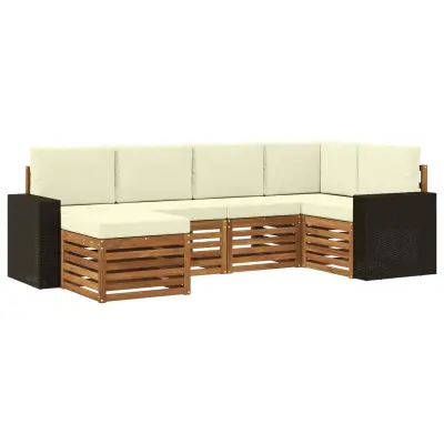 vidaXL Kotna sedežna garnitura z blazino 6 pcs Naravna in smetana