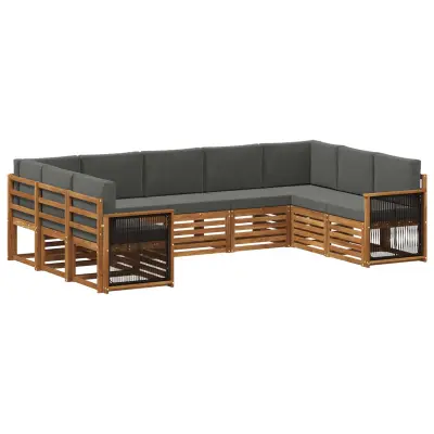 vidaXL Kotna sedežna garnitura z blazino 7 pcs Naravna in antracitna
