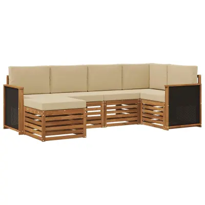 vidaXL Kotna sedežna garnitura z blazino 5 pcs Naravna