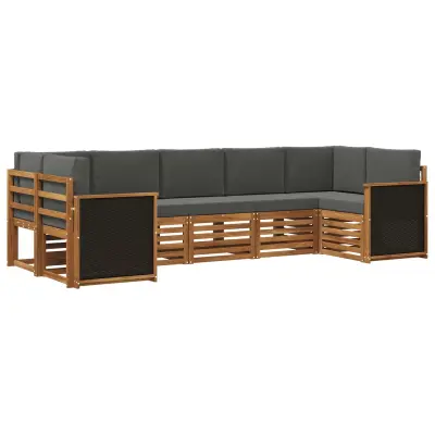 vidaXL Kotna sedežna garnitura z blazino 6 pcs Naravna in antracitna