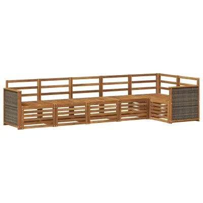 vidaXL Kotna sedežna garnitura 5 pcs Naravna Masiven les akacije