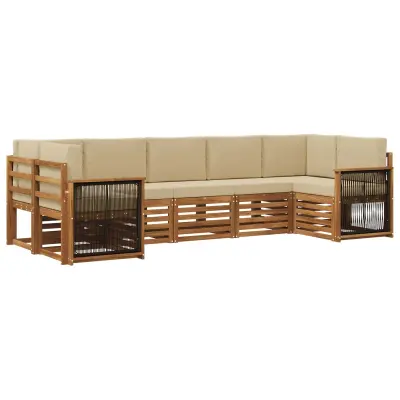 vidaXL Kotna sedežna garnitura z blazino 6 pcs Naravna