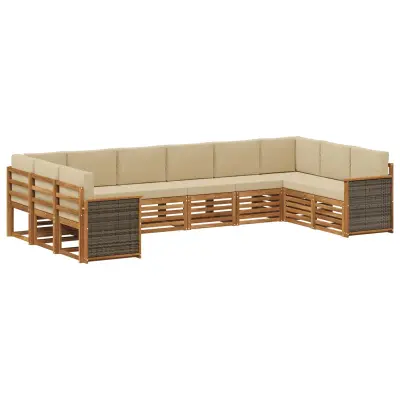 vidaXL Kotna sedežna garnitura z blazino 7 pcs Naravna