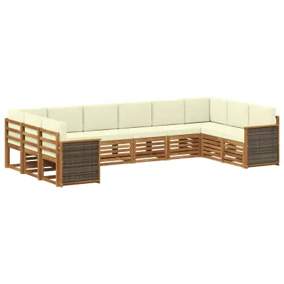 vidaXL Kotna sedežna garnitura z blazino 7 pcs Naravna in smetana