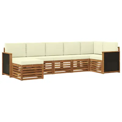 vidaXL Kotna sedežna garnitura z blazino 6 pcs Naravna in smetana